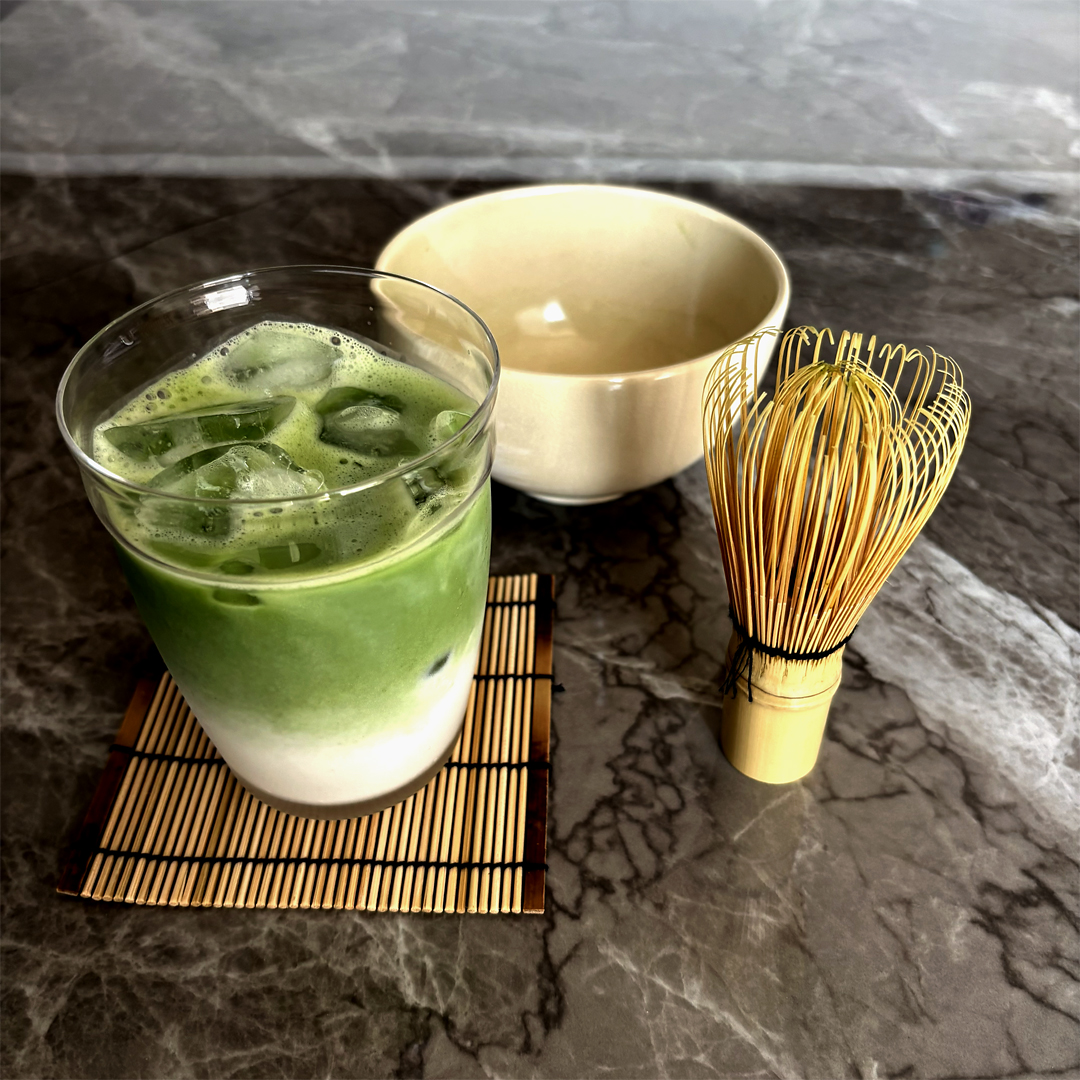 Matcha latte and Japanese tea tools from TSUBASA TEA